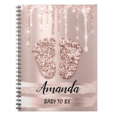 Baby Shower Gender Revival Baby Feet Drips Rose Notebook