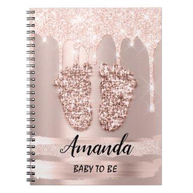 Baby Shower Gender Revival Rose Girl Feet Drips Notebook