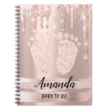 Baby Shower Gender Revival Rose Gold Feet Gift Notebook