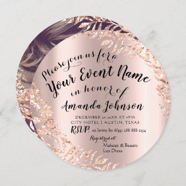 Baby Shower Girl Rose Gold Royal Pink Phoot Invitations