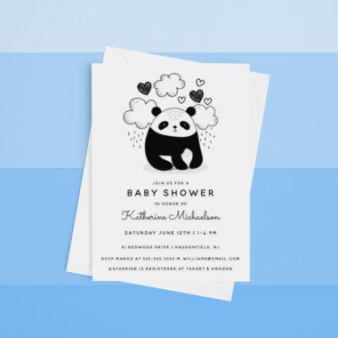 BABY SHOWER | Panda Bear & Hearts Invitations