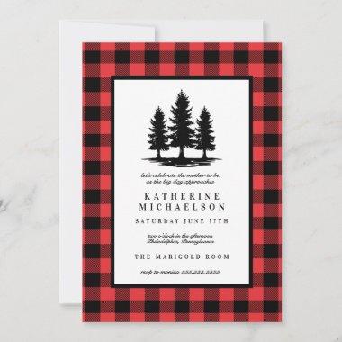 BABY SHOWER | Rustic Forest Buffalo Checks Invitations
