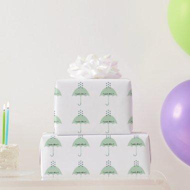 BABY Shower Sprinkle Party Green Wrapping Paper