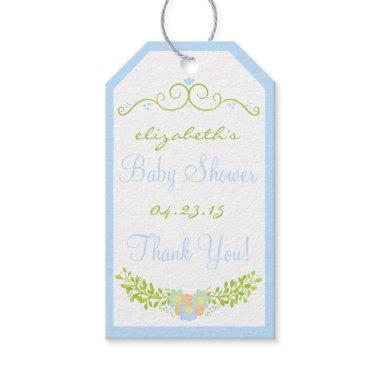 Baby Shower Thank You Blue Floral Wreath Gift Tags