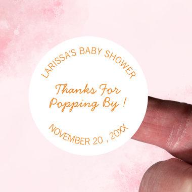 Baby Shower Thanks for Poppin By Personalized Classic Round Sticker