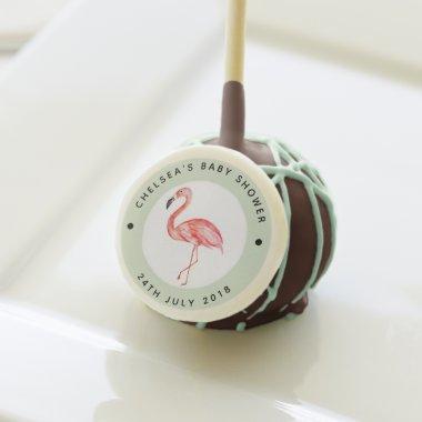 Baby Shower Tropical Watercolor Flamingo Name Cake Pops