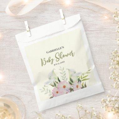 Baby Shower White Calla Lily Roses Watercolor Favor Bag
