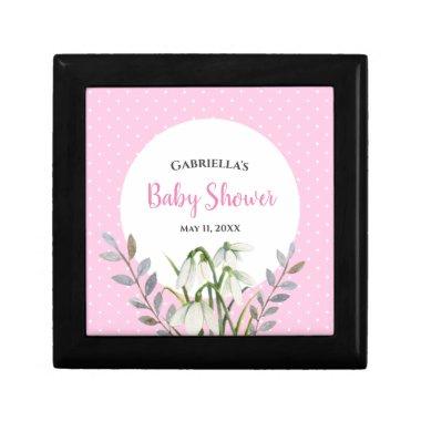 Baby Shower White Snow Drops Pink Polka Dots Gift Box