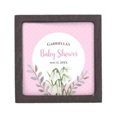 Baby Shower White Snow Drops Pink Polka Dots Gift Box