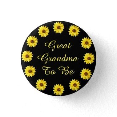 Baby Shower Yellow Flower Great Grandma Button