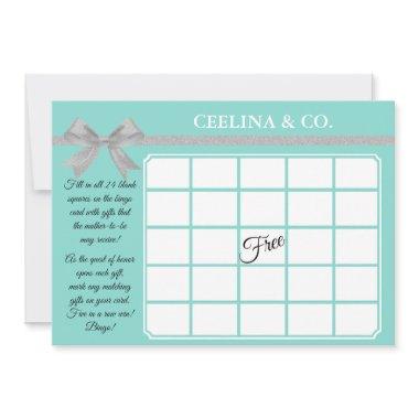 BABY Silver Bling & Glam Party Bingo Game Invitations