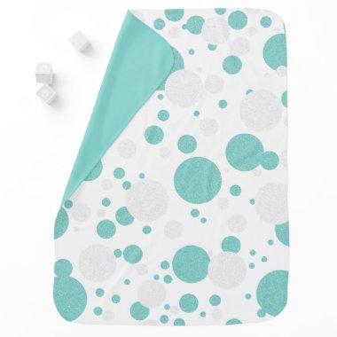 BABY Teal Blue Polka Dots Shower Sprinkle Decor Baby Blanket
