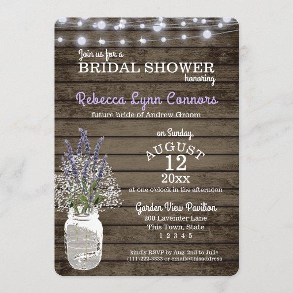 Baby's Breath and Lavender Rustic Bridal Shower Invitations