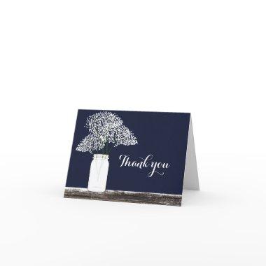 Baby's Breath in Mason Jar Rustic Thank You Invitations