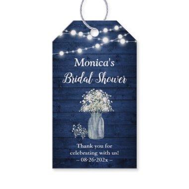 Baby's Breath Lights Rustic Blue Bridal Shower Gift Tags