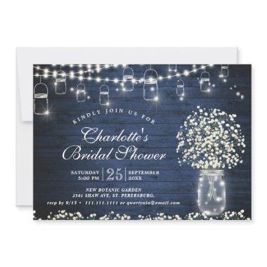 Baby's Breath Mason Jar Blue Rustic