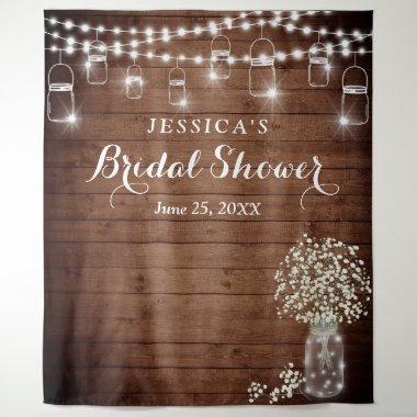 Baby's Breath Mason Jar Bridal Shower Backdrop