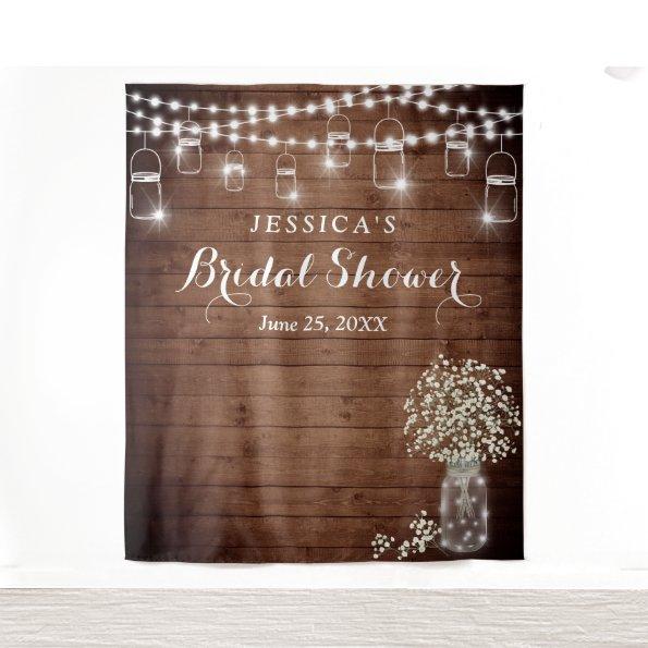 Baby's Breath Mason Jar Bridal Shower Backdrop