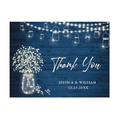 Baby's Breath Mason Jar Lights Rustic Thank You PostInvitations