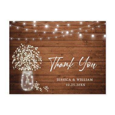 Baby's Breath Mason Jar Lights Rustic Thank You Post