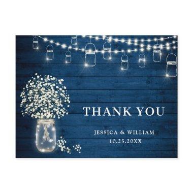 Baby's Breath Mason Jar Lights Rustic Thank You PostInvitations