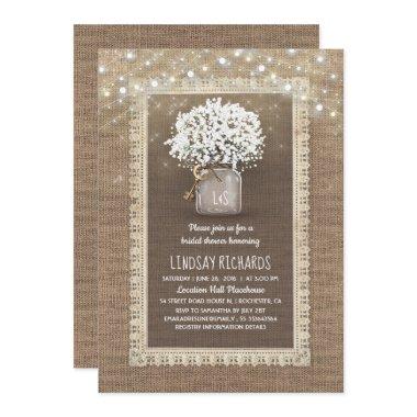 Baby's Breath Mason Jar Rustic Lace