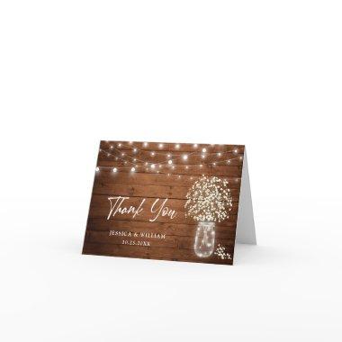 Baby's Breath Mason Jar Rustic Watercolor Thank You Invitations