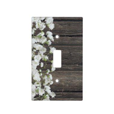 Baby's Breath on Rustic Wood Country Wedding Light Switch Cover