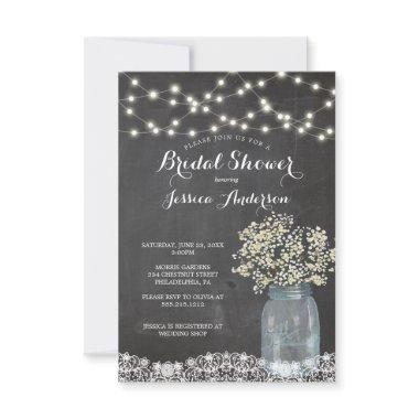 Baby's Breath Rustic Mason Jar  Invit