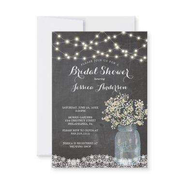 Baby's Breath Rustic Mason Jar Bridal Shower Invit Invitations