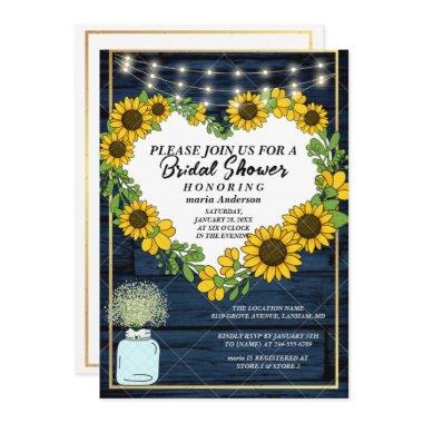 Babys Breath Rustic Navy Blue Lights
