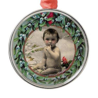 BABY'S FIRST CHRISTMAS PHOTO TEMPLATE METAL ORNAMENT