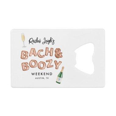 Bach & Boozy Rose Gold Bachelorette Weekend Credit Invitations Bottle Opener