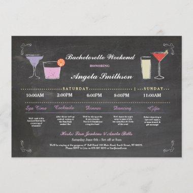 Bachelorette Bridal Shower Chalk Purple Itinerary Program