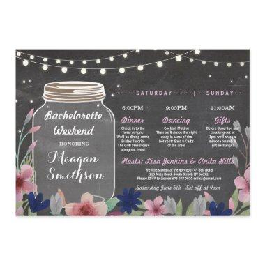 Bachelorette Bridal Shower Itinerary Jar Chalk Invitations