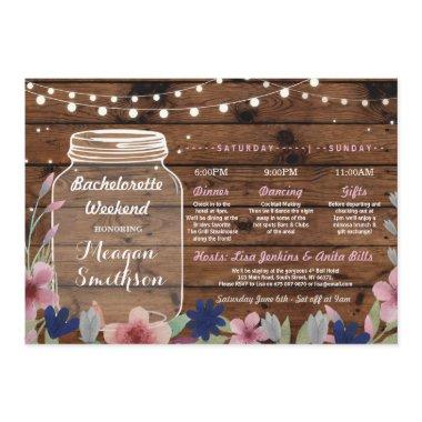 Bachelorette Bridal Shower Itinerary Jar Wood Invitations