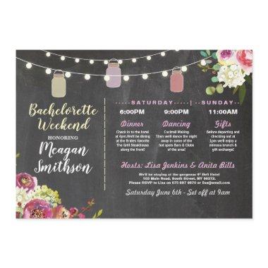 Bachelorette Bridal Shower Itinerary Jars Chalk Invitations