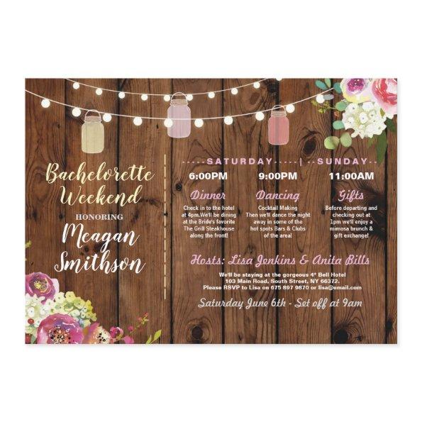 Bachelorette  Itinerary Jars Wood Program