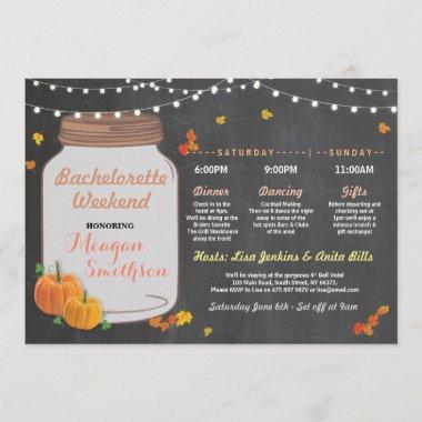 Bachelorette Bridal Shower Itinerary Pumpkin Jar Invitations