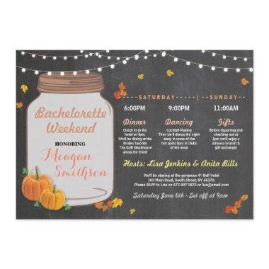 Bachelorette Bridal Shower Itinerary Pumpkin Jar Invitations