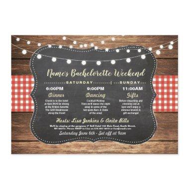 Bachelorette Bridal Shower Itinerary Red Chalk Invitations