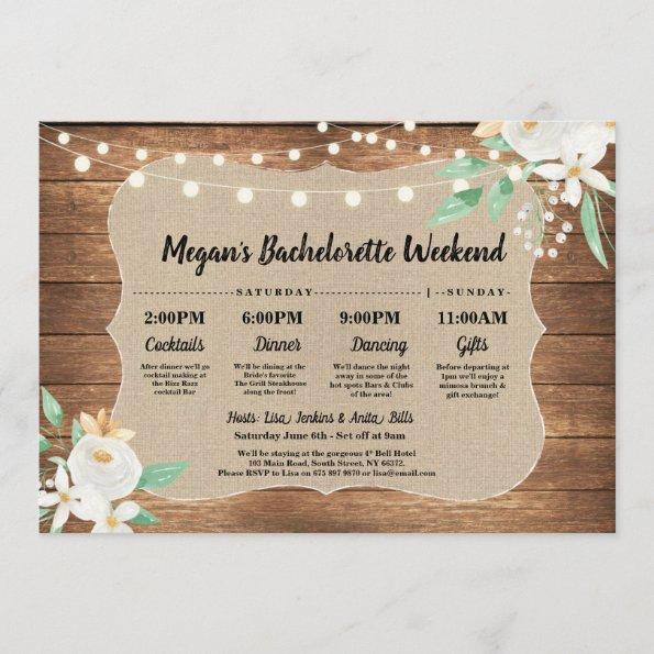 Bachelorette Bridal Shower Itinerary Wood White Program