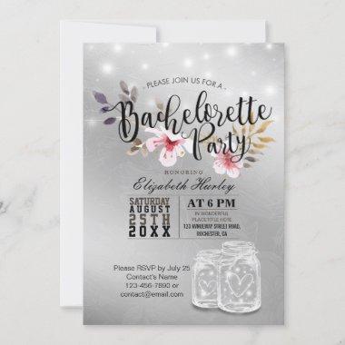 Bachelorette Bridal Shower Mason Jar String Lights Thank You Invitations