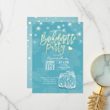 Bachelorette Bridal Shower Mason Jar String Lights Thank You Invitations