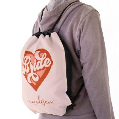 Bachelorette Bride Babe Tribe Squad Heart Drawstring Bag