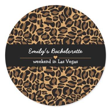 Bachelorette Bride Boujee Trendy Leopard Print Classic Round Sticker