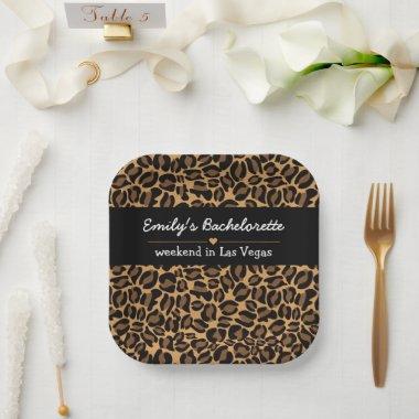 Bachelorette Bride Boujee Trendy Leopard Print Paper Plates