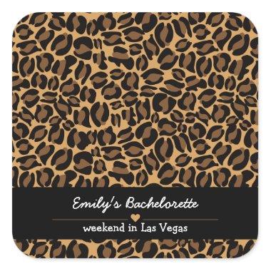 Bachelorette Bride Boujee Trendy Leopard Print Square Sticker