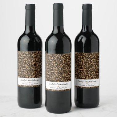 Bachelorette Bride Boujee Trendy Leopard Print Wine Label