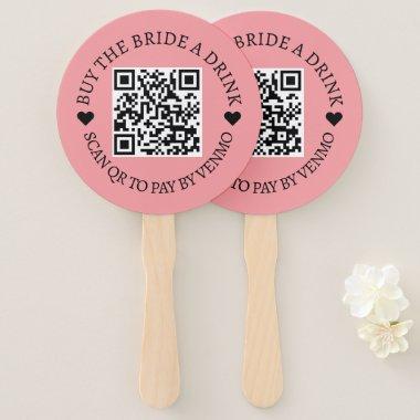 Bachelorette Buy The Bride A Drink | QR Code Pink Hand Fan